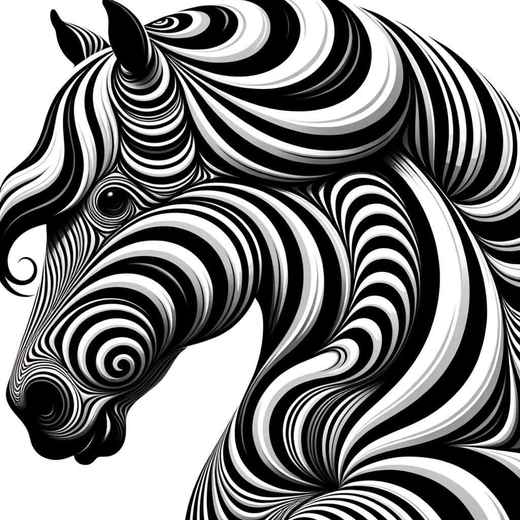a horse, digital art, op art